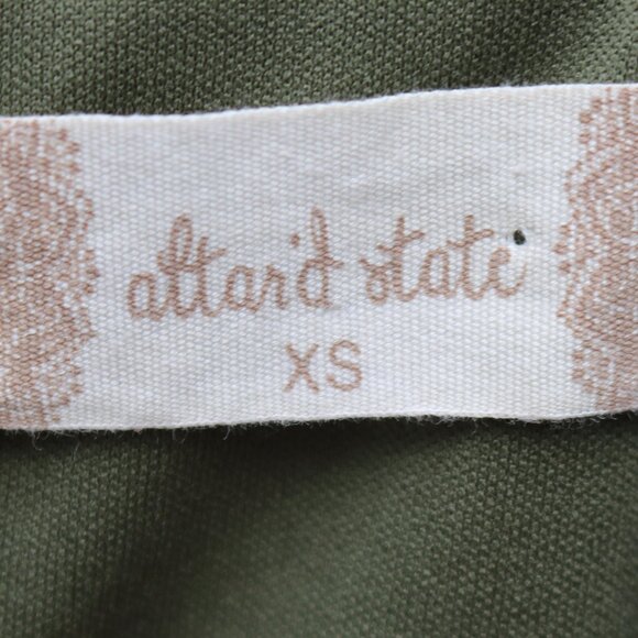 Altar'd State Katrina Olive Green Faux Wrap w Tie Ruffle Sleeveless Dress Sz XS - Picture 5 of 6